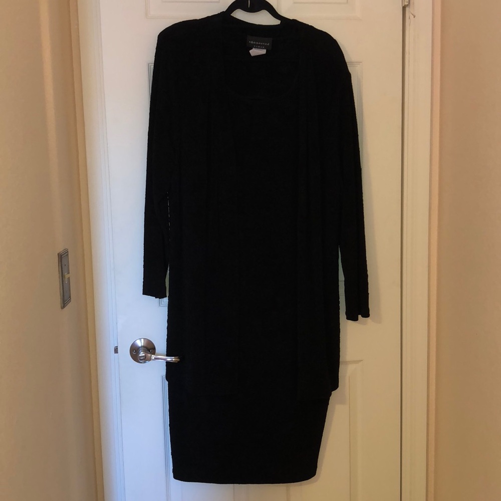 22w faux two piece black embossed dress